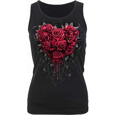 Bild av Spiral Bleeding Heart Dam topp svart smal passform, svart, M