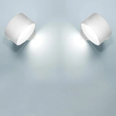 Bild av Anmossi LED Vägglampor,2 Stycken,4.5W Uppladdningsbar Vägglampa,3 Nivåer av Ljusstyrka och 3 Färgtemperaturer,Pekkontroll,Dimbar,360 Vridbar Trådlös Batterilampa,för Sovrum,Vardagsrum,Trappor(Vit)
