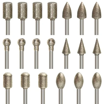 Bild av Diamantborr, slipbitsats, diamantbelagda stensnideri, roterande verktyg, poleringssatser med 1/8 tums skaft, universell passform för stenglaskeramik