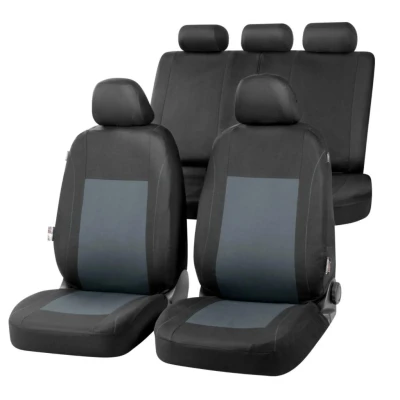 Bild av Walser Sandray Complete Set bilstolsöverdrag, universella bilstolsöverdrag grå svart, polyester sätesskydd 13306