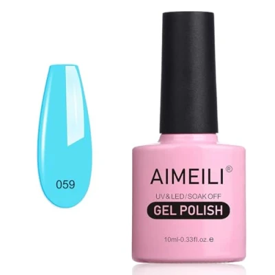 Bild av AIMEILI UV LED gellack avtagbar gel nagellack ljusblå polish neon pacific (059) 10 ml