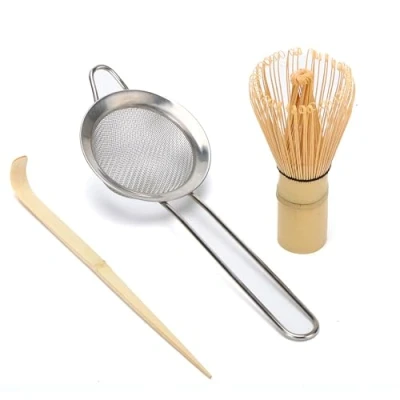 Bild av DiDiDiBirDi matcha vispset, bambu visp (Chasen), traditionell skopa (Chashaku), rostfritt stål syfer, japanska teverktyg för ceremonipresent