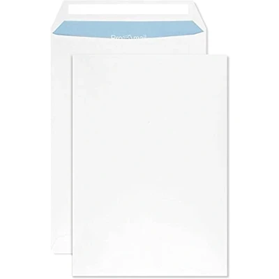 Bild av 50 kuvert DIN B5 vita 176 x 250 mm självhäftande flik utan fönster, 90 g stora brevkuvert för brevbrevfakturor