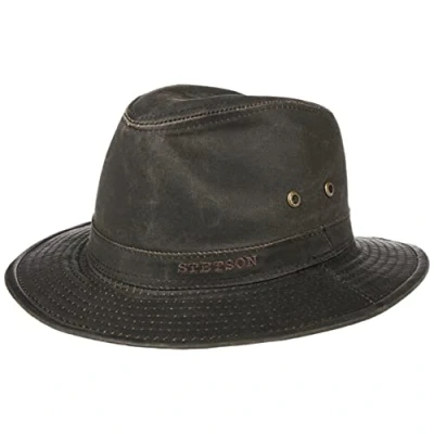 Bild av Stetson Vagabunden resande hatt herr äventyrshatt av bomull med UV skydd 40+ utomhushatt i vintagestil bomullshatt sommar/vinter solhatt