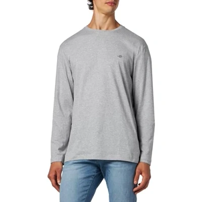 Bild av GANT Herr REG Shield LS t shirt, Grå melange, standard, XS