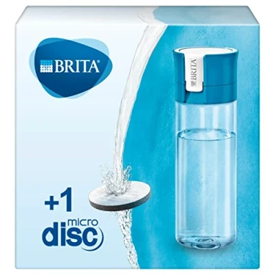 Bild av BRITA Vattenfilterflaska vital blå/praktisk vattenflaska med vattenfilter för resor gjord av BPA fri plast/filtrering vid drickning/diskmaskinssäker, 7,5 x 22,0 cm