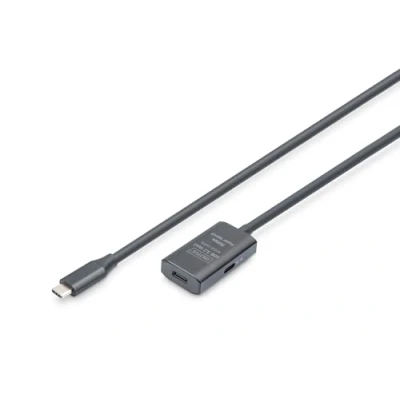 Bild av DIGITUS Aktiv USB förlängningskabel C hona till hane 5 m 3.2 Gen1 Gbit/s Plug &amp; Play med signalförstärkare Svart