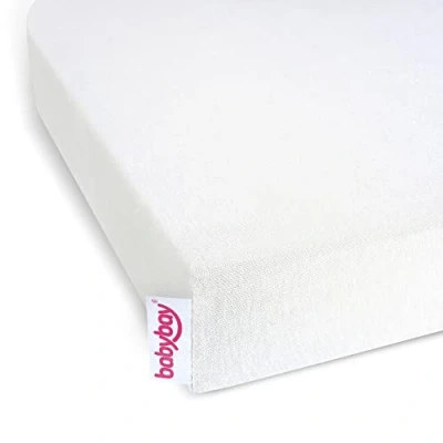 Bild av babybay Jersey dra på lakan Deluxe lämplig för modellen förlängningssida original, maxi, midi och boxhopping, off white, 89 x 65 cm (1 pack)