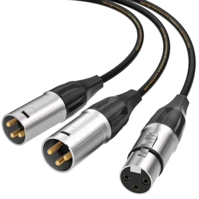Bild av Tisino TSN9506 XLR splitterkabel, 1 hona till 2 hane patch Y kabel balanserad mikrofon splitterkabel ljudadapter 1,5 m, svart