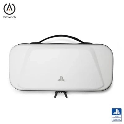 Bild av PowerA Skyddsfodral för PlayStation Portal™ fjärrspelare, hållbar, förvaring, skyddsfodral, laddningskabel, genomströmning, skärmskydd, officiellt licensierad, Vitt