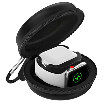 Bild av MoKo Storage Box Compatible with Apple Watch Ultra 2/Ultra/SE 2/SE/Series 10/9/8/7/6/5/4/3/2/1, Portable Protective Travel Case for AirPods Pro 2/1/AirPods 3/2/1 Charging Holder Dock,Black