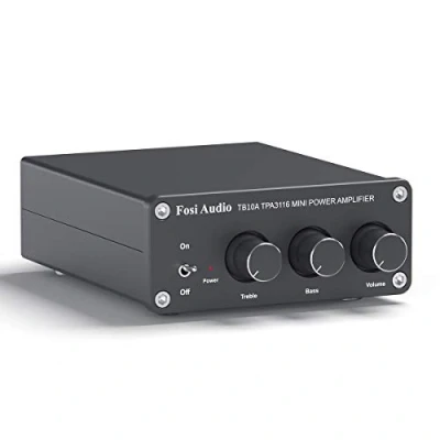 Bild av Fosi Audio TB10A 2 kanals stereoljud förstärkare mottagare, mini Hi Fi klass D Integrerad TPA3116 för hemhögtalare 100 W x 2, med bas och diskantkontroll