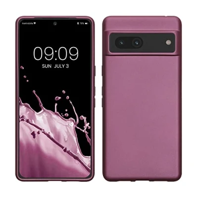 Bild av kwmobile fodral kompatibelt med Google Pixel 7 mjukt smalt metalliskt TPU silikonskydd metallisk lavendel
