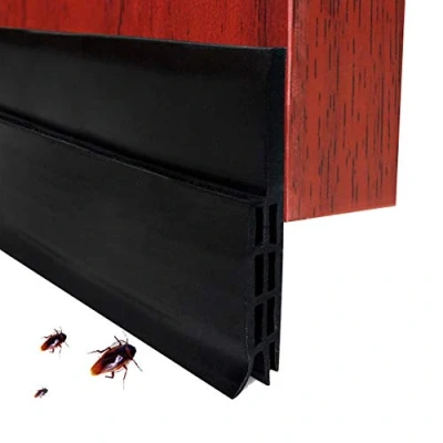 Bild av EXTSUD Självhäftande dörrtätning, tätningsremsor, dragstoppare mot insekter, ersättningstätning, väderbeständigt block, ljudisolering, silikon, dörrstopp, 200 x 5 cm (2 m svart)