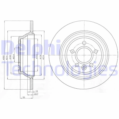 Bild av DELPHI BG4238C Disque de frein 302 12 5 plein revêtu à haute teneur en carbone sans roulement roue, bague ABS VOLVO: XC70 II Break, S80