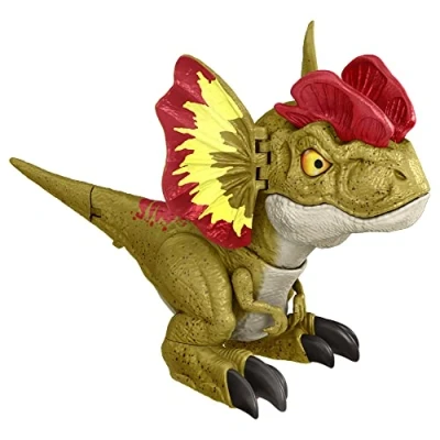 Bild av Mattel Jurassic World Dominion Uncaged Dinosaur leksak med Chomp Motion &amp; Roar Sound, Rowdy Roars Dilophosaurus Dino actionfigur