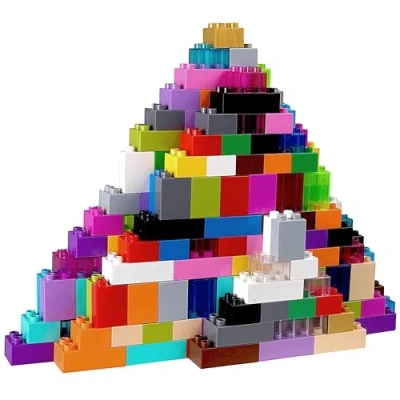 Bild av Premium stora tegelstenar i 24 färger, solida och klara basbyggarset 108 pack pinnar kompatibla med LEGO DUPLO block kompatibel basplattor endast