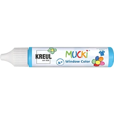 Bild av Kreul 24410 Mucki Window Color, ljusblå, 29 ml pennor, vattenbaserad fönstermålning, parabenfri, glutenfri, laktosfri, vegansk, lätt att måla, tvättbar