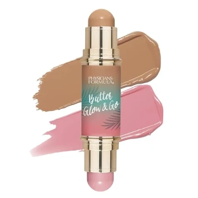 Bild av Physicians Formula Butter Glow &amp; Go, Dubbeländad Multiuse Makeup Stick för Kinder, Ögon och Läppar, Kompatibla Nyanser Bronzer, Konturer Rouge, Beachy Pink