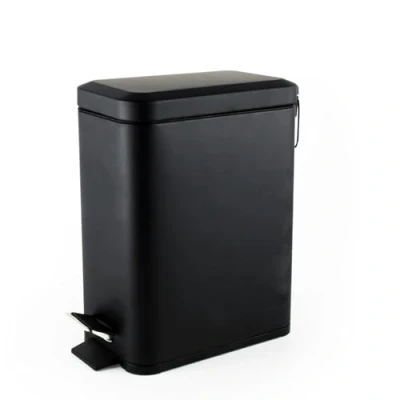 Bild av Beldray LA041173BLKFEU7 Bathroom Pedal Bin Rectangular mjuk stängningseledamot Rubbish Bin, Kitchen/sovrum/Office Waste, 5 L kapacitet, avtagbar inre bucket, smal design, bärbart bärhandtag, svart