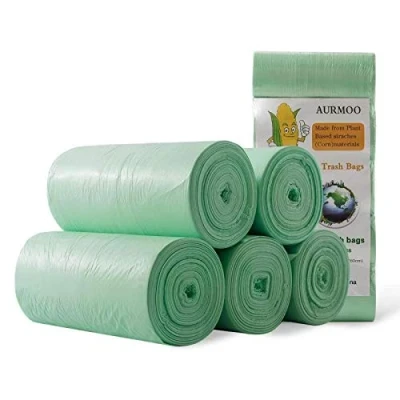 Bild av AURMOO 50 Bio Avfallspåsar, 60L Soppåsar, Sopsäckar, Kök Sopsäck, Soppåse, Ekologiskt Sopsäck (W60XH80cm, Grön)