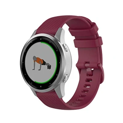 Bild av Wownadu 18mm Klockarmband Snabbkoppling Kompatibel för Garmin Vivoactive 4S/ Vivomove 3S/ Venu 2S Armband, Strap Sangria Silikon Watch Band Forerunner 255S/ 255S Music/ 265S