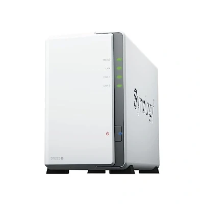 Bild av Synology DS223j NAS 2 bay diskstation (Realtek RTD1619B 4 kärnig 1,7 GHz 1 GB DDR4 ram x RJ 45 GbE LAN port) paket med 6 TB WD RED Plus HDD (WD60EFPX 68C5ZN0)