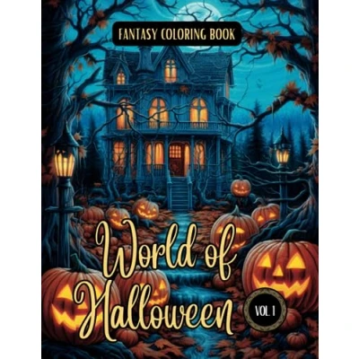 Bild av Fantasy Coloring Book World of Halloween Vol. 1: For Adults and Teens Black Line Grayscale Pages