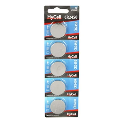 Bild av HyCell 5 pack litiumknappceller CR2450 3V knappbatterier av förstklassig kvalitet, lång hållbarhet och stark kapacitet/perfekt för fjärrkontroll, klocka, kamera, radioapparater, UVM