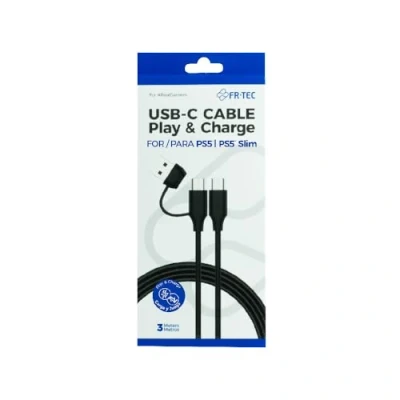 Bild av FRTEC USB C till kabel med A adapter, laddning och data, typ för PS5, PS5 Slim, 3 meter, kompatibel smartphones