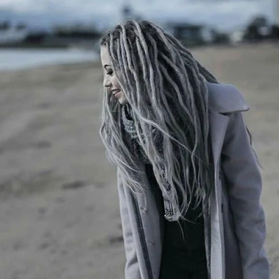 Bild av 20 Strands Dreadlock Extensions 24 Inch Synthetic Hippie Single Ended Dreads Ginger 0.6 cm Width Loc Reggae Style Crochet Hair for Women (1B/Grey)