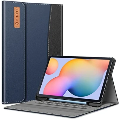 Bild av Fintie fodral för Samsung Galaxy Tab S6 Lite 10,4 tum 2024/2022/2020 surfplatta, folio skyddsfodral med multivinkelobservation, S pennhållare och dokumentfack, automatisk sömn/vax, marinblå