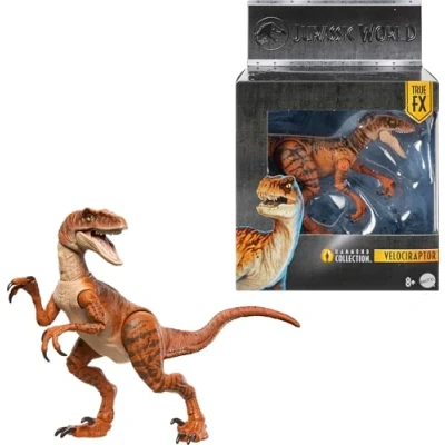 Bild av Mattel Jurassic World, Hammond Collections, Atrociraptor Tiger Leksaksdinosaurie 13 leder och autentiska detaljer, JDJ09