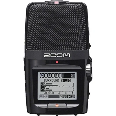 Bild av Zoom H2n Handy Recorder, 5 integrerade mikrofoner för X/Y och mid side 2/4 spårs stereo surroundinspelning, livemusik, podcast, streaming, innehåll, inspelning, svart