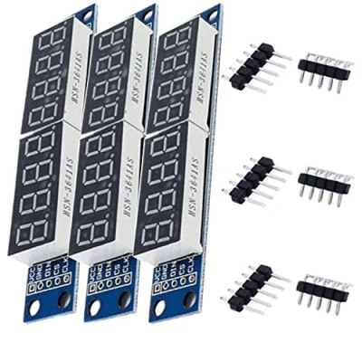 Bild av AZDelivery 3 x MAX7219 LED modul 8 bitars 7 segment display skärm kompatibel med Arduino och Raspberry Pi E bok!