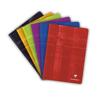 Bild av Clairefontaine Ref 3123C häftbunden anteckningsbok (40 ark) A4 storlek, fyrkantiga linjer, 90 gsm borstat velumpapper, laminerat kartongskydd slumpmässig färg