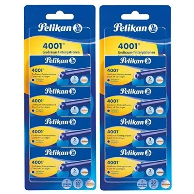 Bild av Pelikan 330894 bläckpatroner 4001, 40 stycken, (4 x 5 stora patroner, kungsblå, 2 förpackningar)