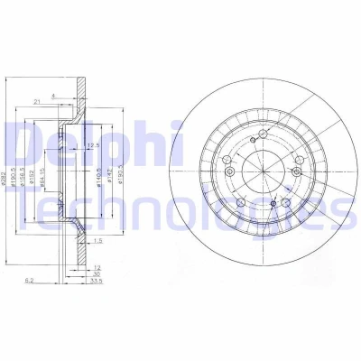 Bild av DELPHI BG3795 Disque de frein 282 12 5 plein huilé non traité sans roulement roue, bague ABS HONDA: S2000
