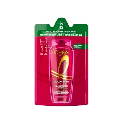 Bild av L&#039;Oréal Paris Elvive Subliming Shampoo för allt färgat eller meches hår, färg skyddad 40 tvättar och extrem ljusstyrka, med rent C vitamin, ekoladdat format, levande färg, 250 ml