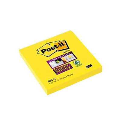 Bild av Post it 654 S6 självhäftande lappar superklibbiga noter, 76 x mm, 6 block, 90 blad, narzissengelb