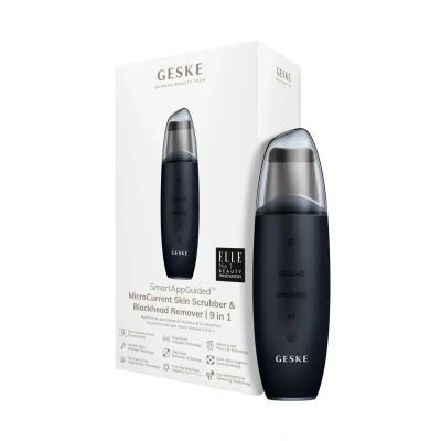 Bild av Geske Microcurrent SKIN Scrubber Blackhead Remover 9 IN 1 Electronic Tools SMARTAPPGUIDED Ansiktsvård tillbehör, Storlek: One Size, Black