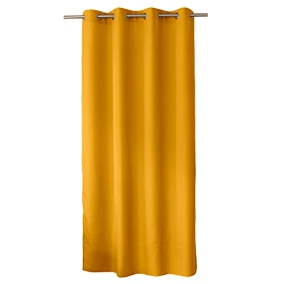 Bild av Enjoy Home Oeko Tex certifierad bomullsgardin med 8 metallöljetter krom diameter 4 cm 140 x 240 grundläggande kollektion redo att installera tvättbar vid 30 för alla rum senapsfärg