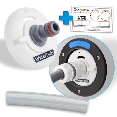 Bild av MaJoCompTec® WATERTWIN tanklock med vattenanslutning vattentanklock, påfyllningsadapter för vattenfyllningstunk husvagn tillbehör (ECO version, adapter 3 stifts D:78)