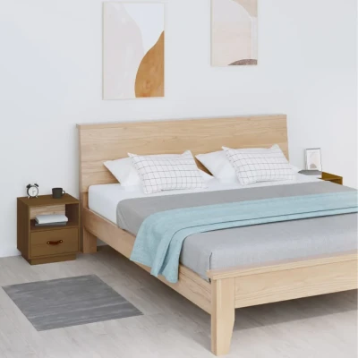 Bild av Sängbord 2 st honungsbrun 40x34x45 cm massiv furu