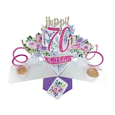 Bild av Grattis på 70 årsdagen popup gratulationskort original Second Nature 3D pop up kort