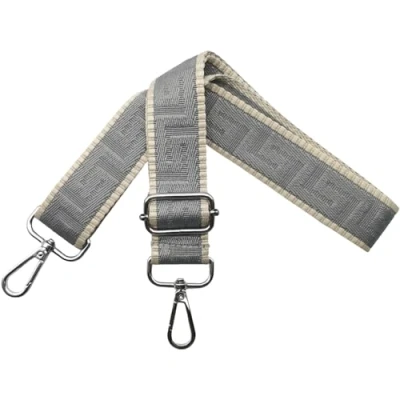 Bild av axelrem för väska fickremmar ombyte, justerbar väskrem bred 3,8 cm med silver karbinhake fickband bärrem handväskor kvinnor, grå, K42