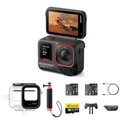 Bild av Insta360 Ace Pro 2 dykpaket 8K vattentät actionkamera utvecklad med Leica, 1/1,3 tums sensor, dubbla AI chip system, ledande svagt ljusprestanda, bästa ljud, bläddering, flipskärm och redigering