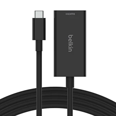 Bild av Belkin USB C till HDMI 2.1 adapter, inbyggd 11 cm kabel för 8K vid 60 Hz, 4K 144 HDR, HBR3, DSC, HDCP 2.2, IF, kompatibel med Macbook, iPad Pro och andra