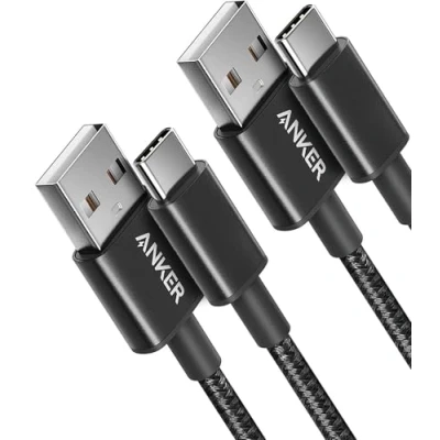 Bild av Anker USB C laddningskabel, 2 pack 3 fot (3 fot) till kabel, A flätad telefonladdningskabel för iPhone 15 (standardladdning), Samsung S22/S21, Huawei, Pixel, iPad, switch med