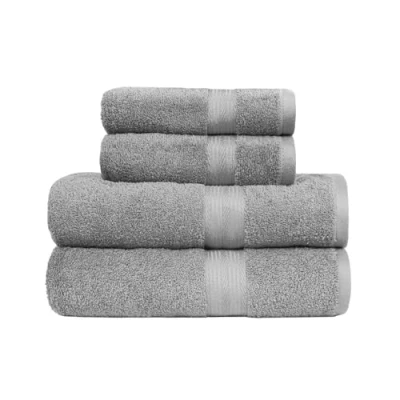 Bild av Amazon basics badhandduk och handduk, 4 stycken (2 bad 2 händer), 60 x 70 cm tillverkad av 100 % bomull, färgbeständig, grå